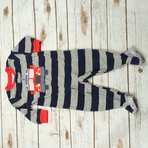 Carter's Navy/Gray Fire Truck Fleece Footies 12M